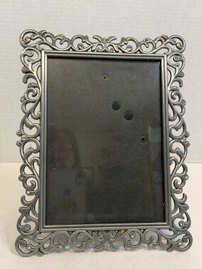 Lovely Silver Tone Scrolling Design Picture Frame 9”